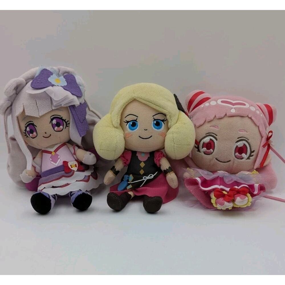 Lot of 3 Anime Plush Dolls Bandai & T-Arts 2017-2018 Precure & Beans Collection